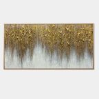 3D Textured Gold Abstract Wall Art - Gilded Descent