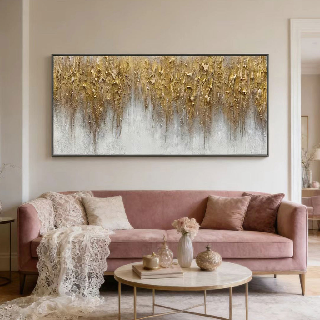 3D Textured Gold Abstract Wall Art - Gilded Descent