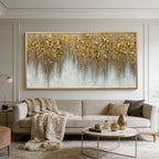 3D Textured Gold Abstract Wall Art - Gilded Descent