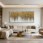 3D Textured Gold Abstract Wall Art - Gilded Descent