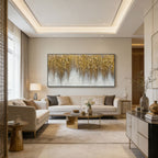 3D Textured Gold Abstract Wall Art - Gilded Descent