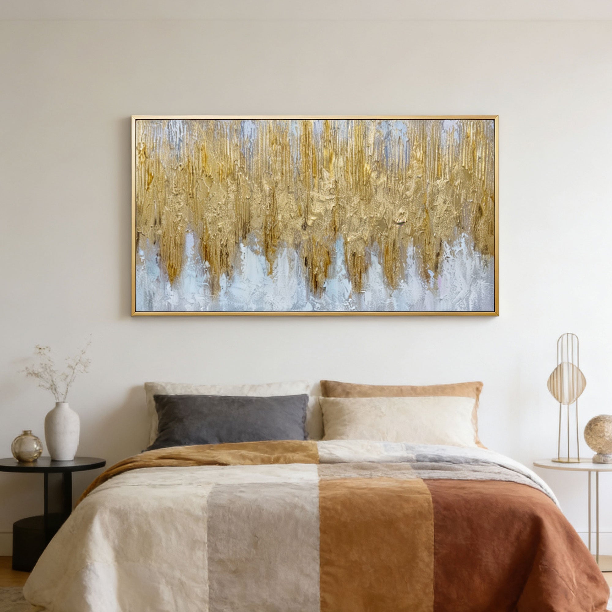 Modern Expressionist Gold Wall Art - Gilded Rainfield
