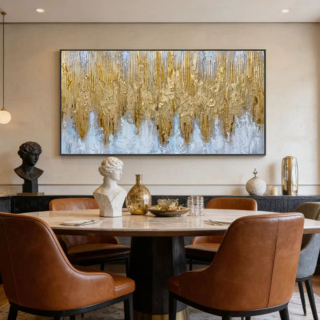 Modern Expressionist Gold Wall Art - Gilded Rainfield