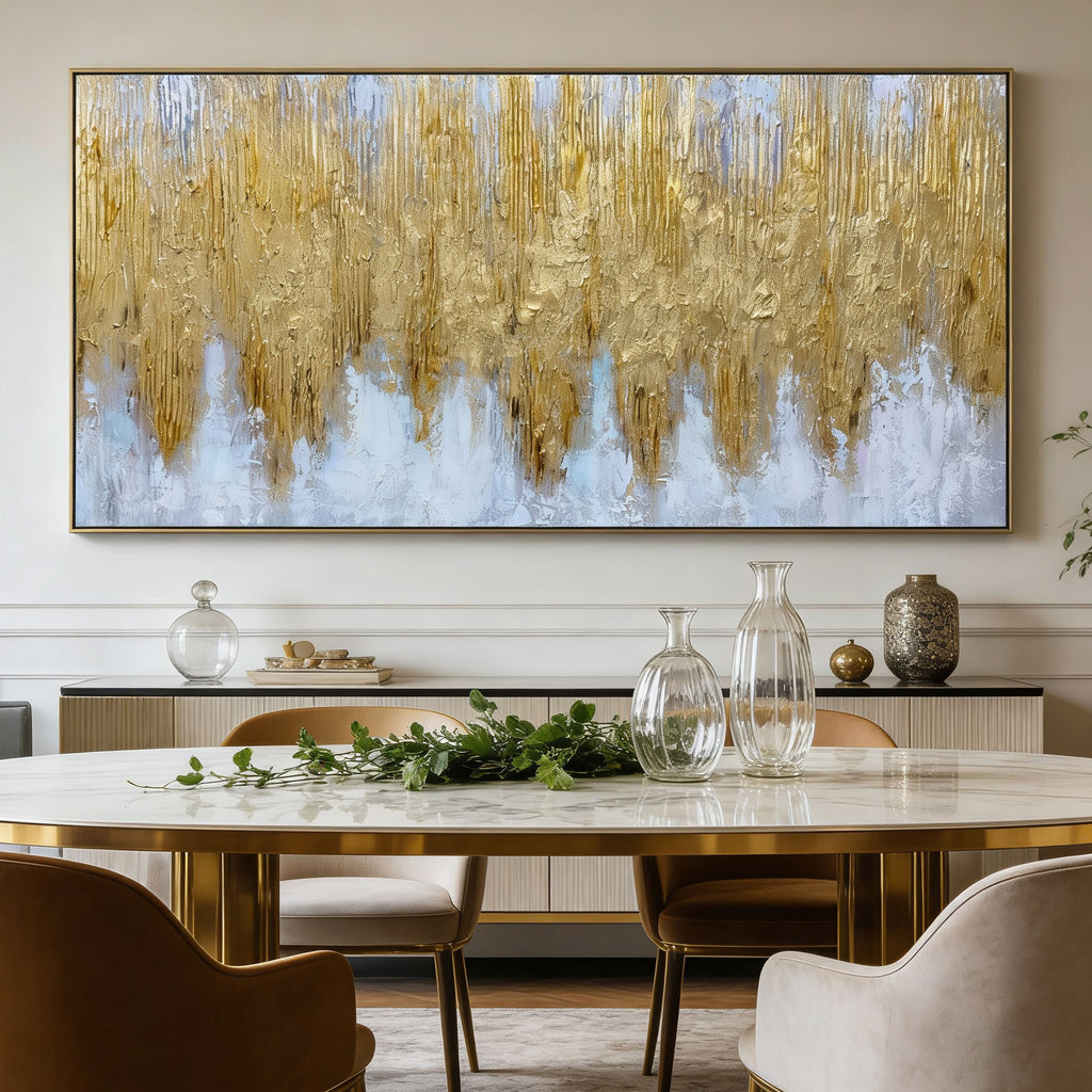 Modern Expressionist Gold Wall Art - Gilded Rainfield