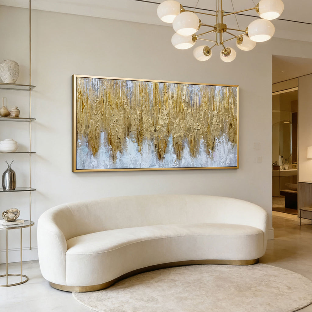 Modern Expressionist Gold Wall Art - Gilded Rainfield