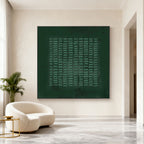 Lumi Gallery's Wabi-Sabi green geometric canvas art with textured patterns in modern living room