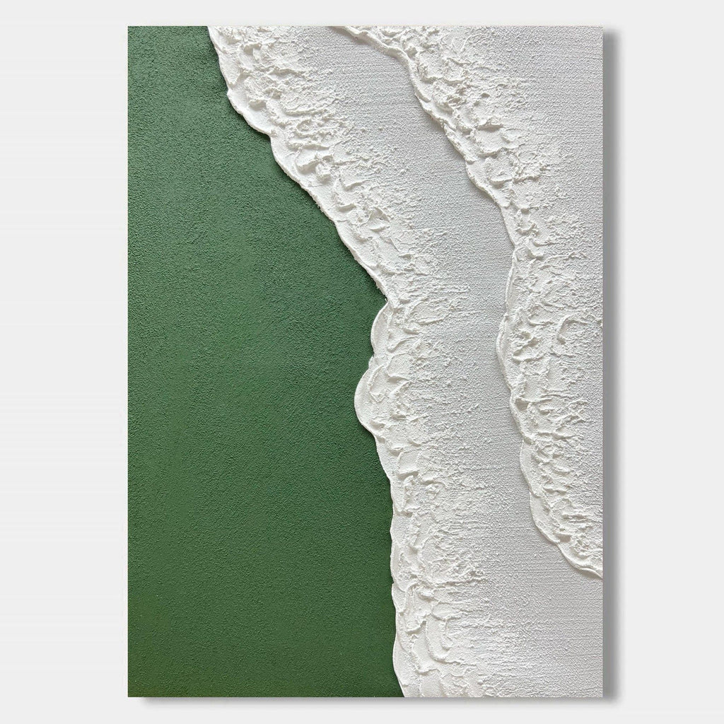 3D Textured Abstract Coastal Wall Art - Green Undertow