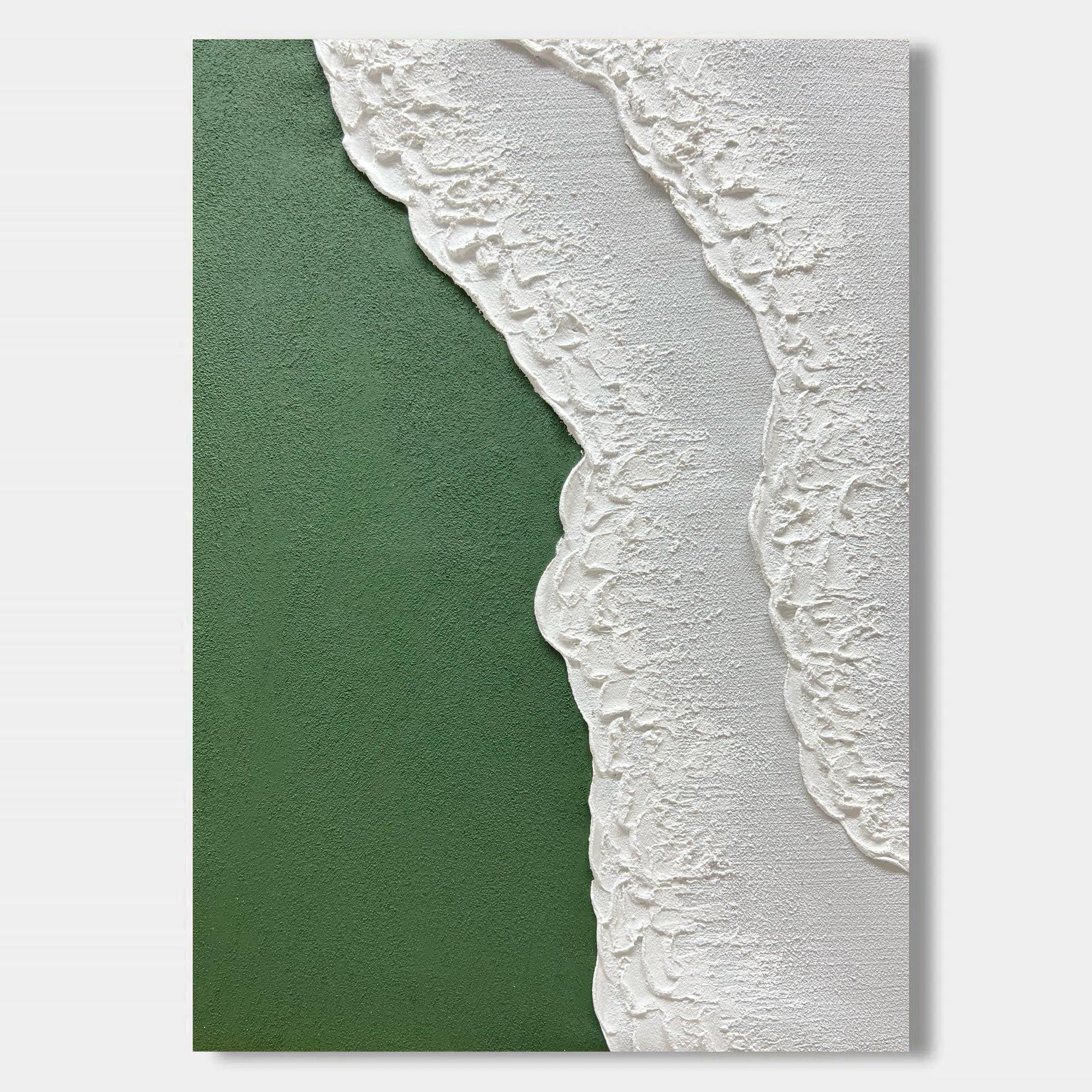3D Textured Abstract Coastal Wall Art - Green Undertow