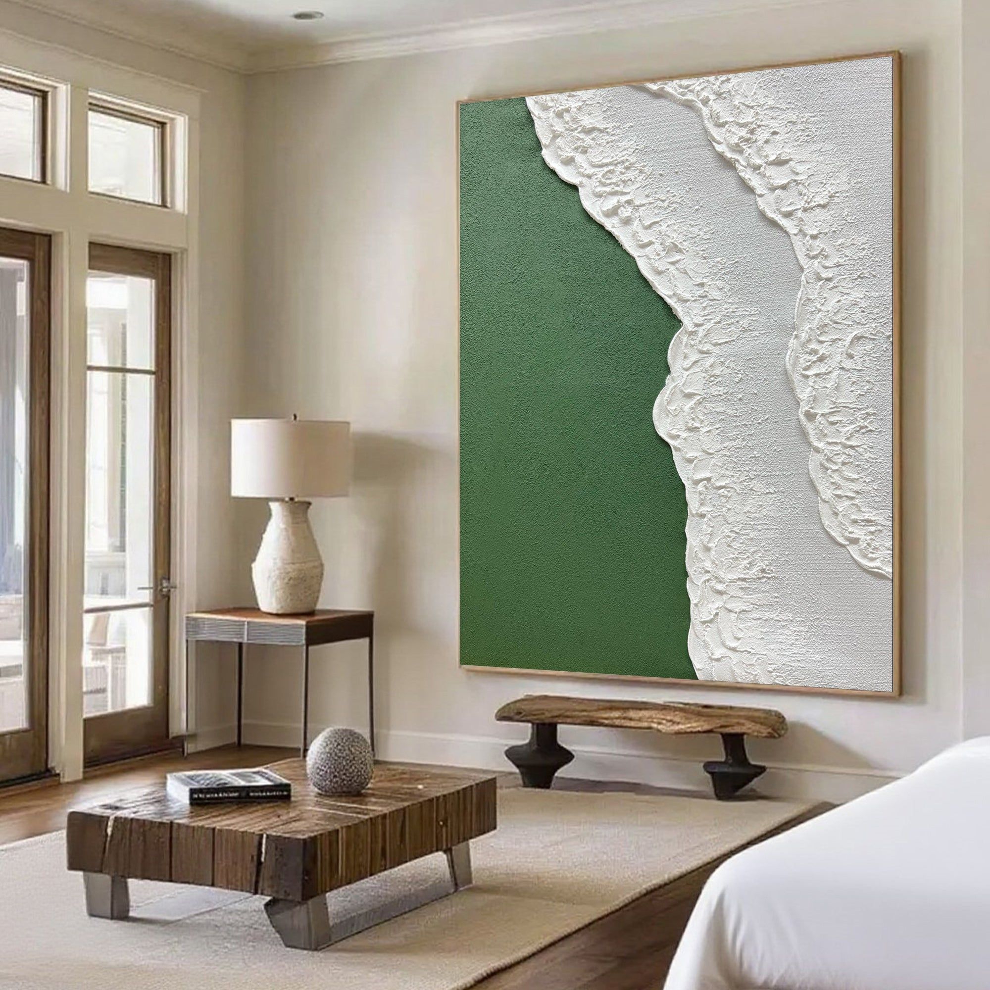 3D Textured Abstract Coastal Wall Art - Green Undertow