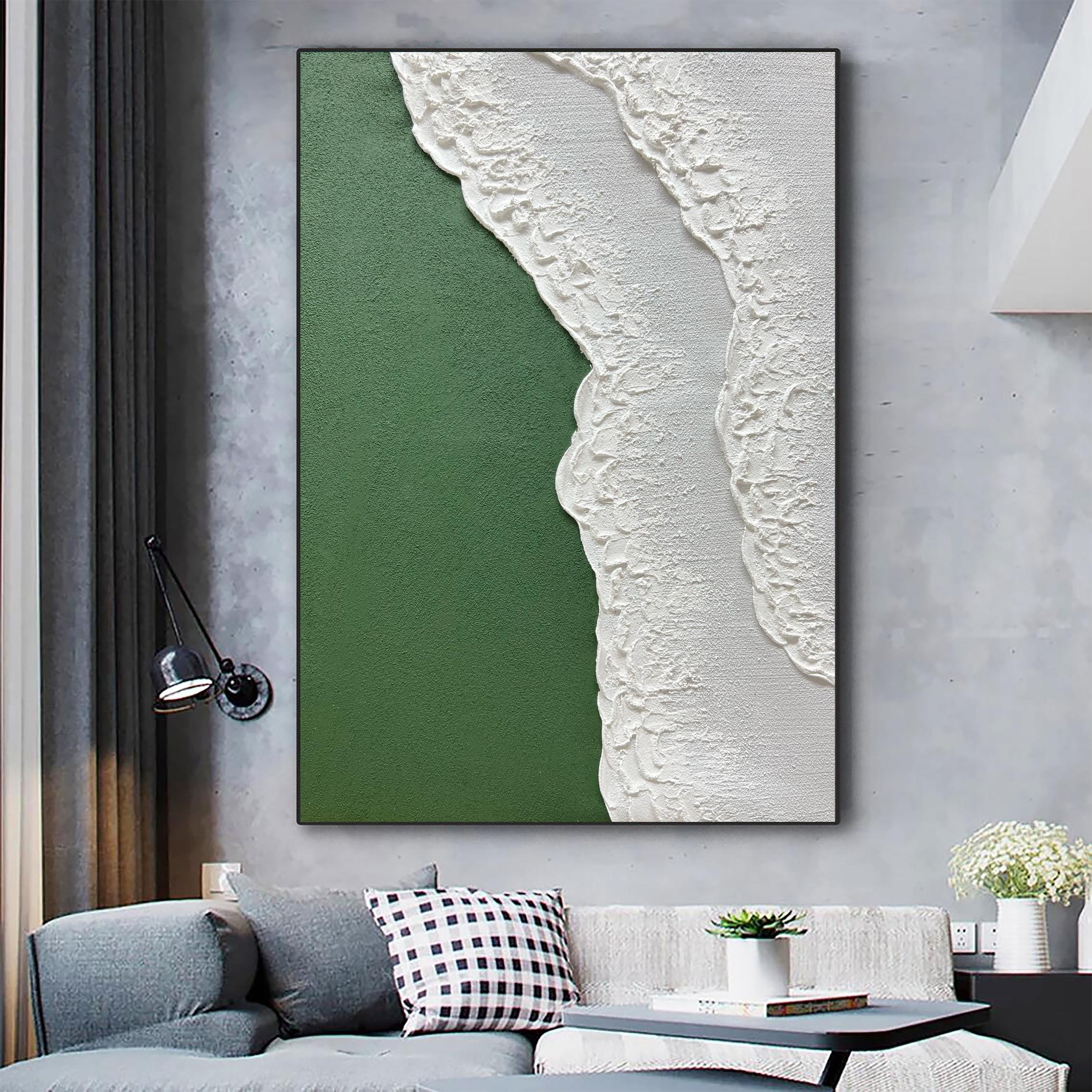 3D Textured Abstract Coastal Wall Art - Green Undertow