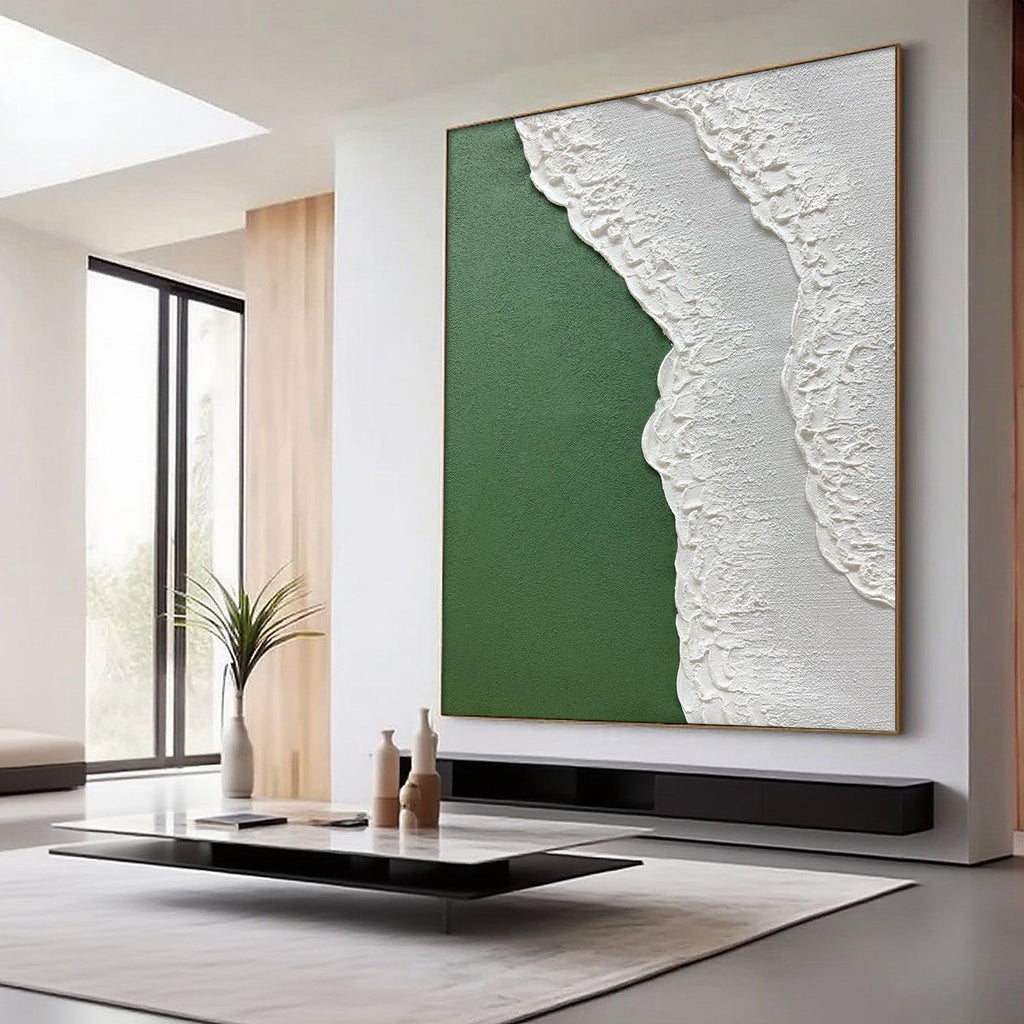 3D Textured Abstract Coastal Wall Art - Green Undertow