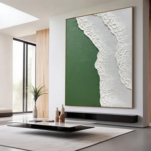 3D Textured Abstract Coastal Wall Art - Green Undertow