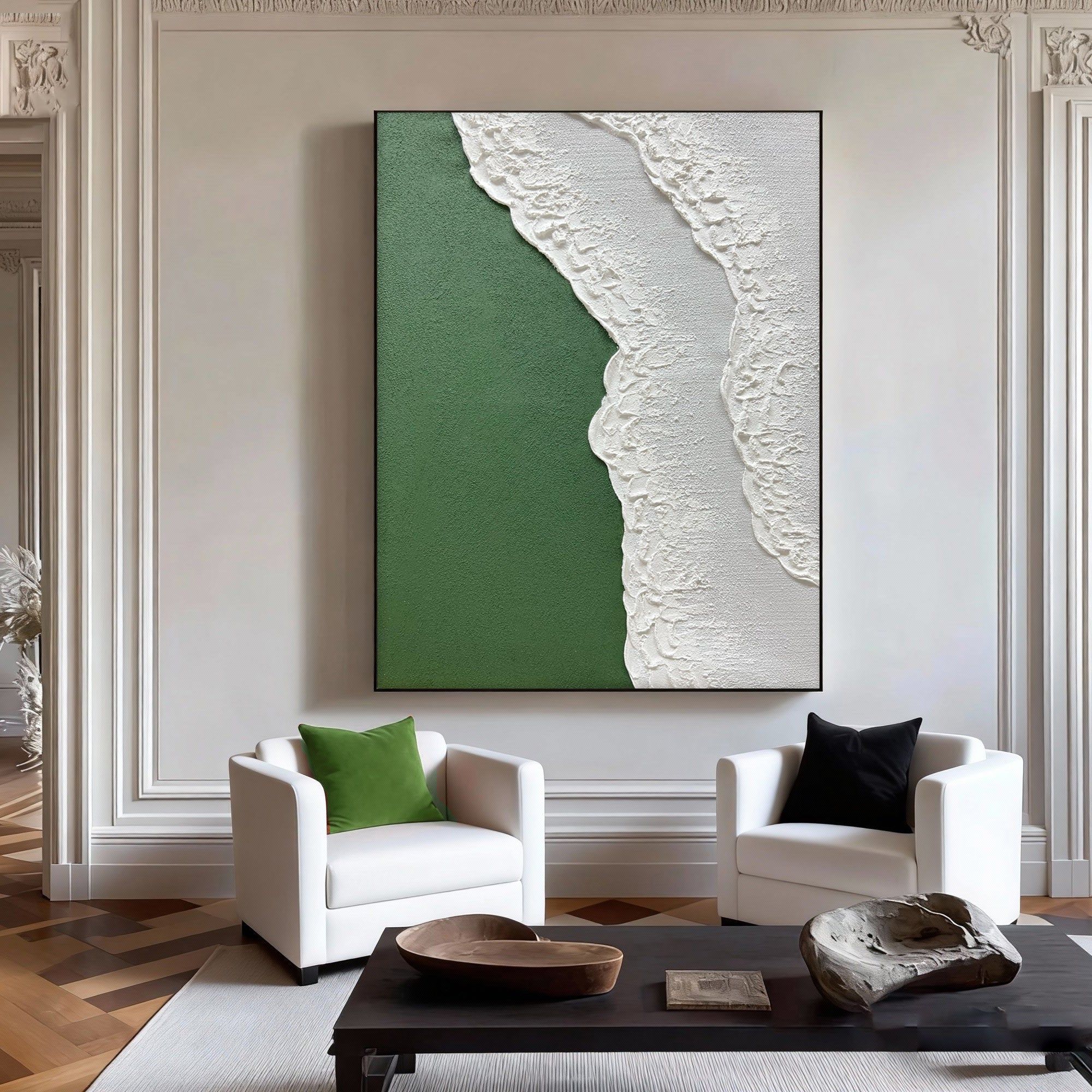 3D Textured Abstract Coastal Wall Art - Green Undertow