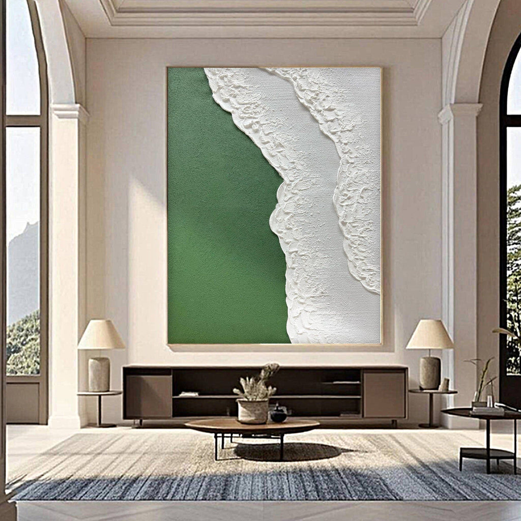 3D Textured Abstract Coastal Wall Art - Green Undertow
