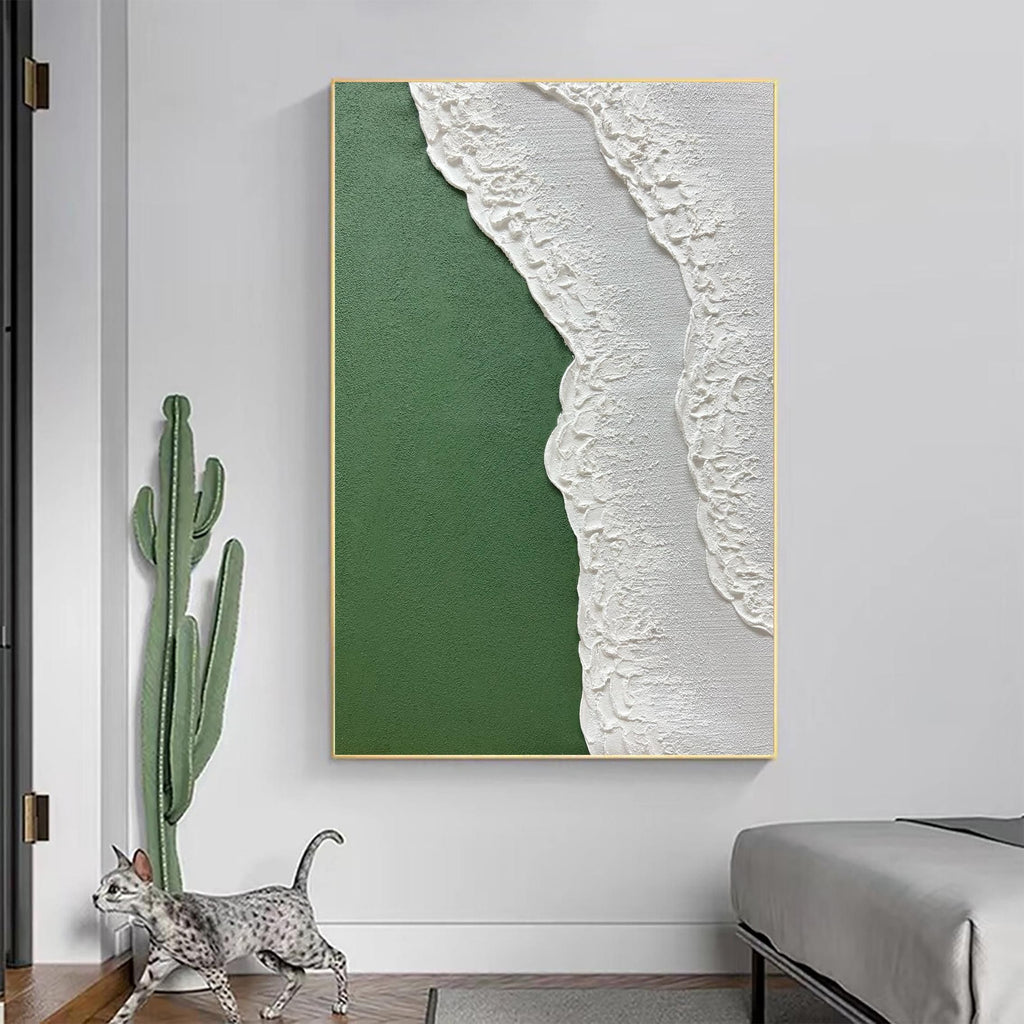 3D Textured Abstract Coastal Wall Art - Green Undertow