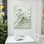 Green mountain abstract oil painting depicting the serenity and grandeur of natural landscapes, perfect for modern home decor.