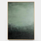 Wabi-Sabi inspired green wall art with organic texture and deep color tones.