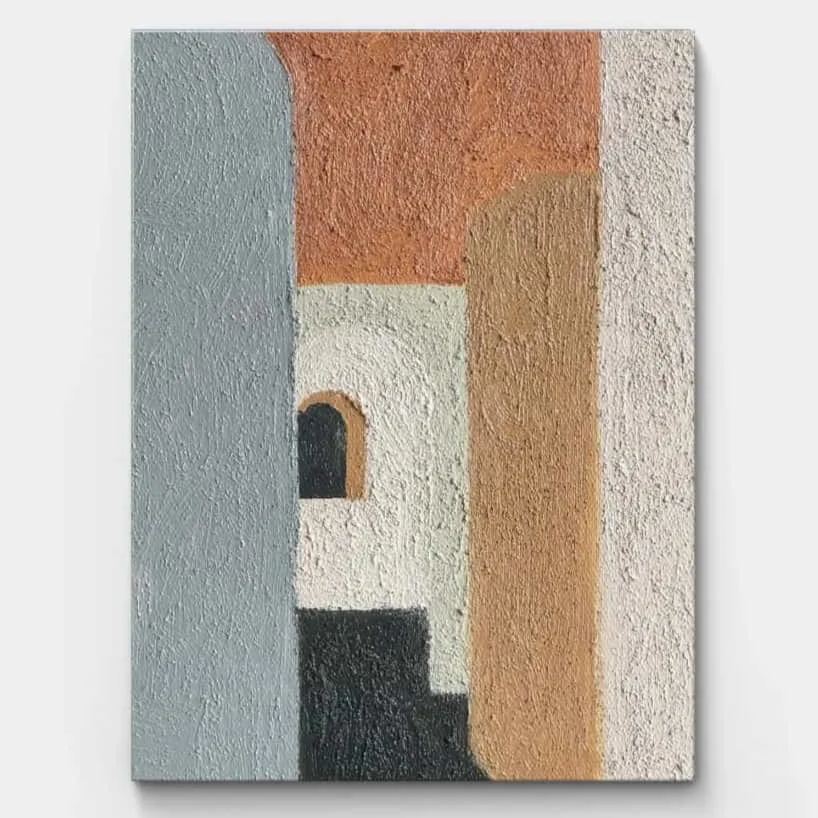 Abstract modern architecture wall art featuring warm and calming tones, perfect for home decor.