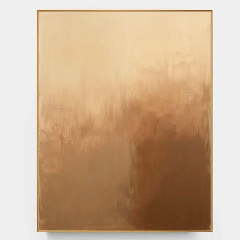 Elegant gold minimalist wall art with warm tones for office spaces.
