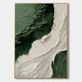 Minimalist textured green and beige canvas artwork for modern interiors.