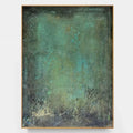 Wabi-Sabi-inspired abstract canvas art with textured green and blue tones, perfect for modern and minimalist interiors.