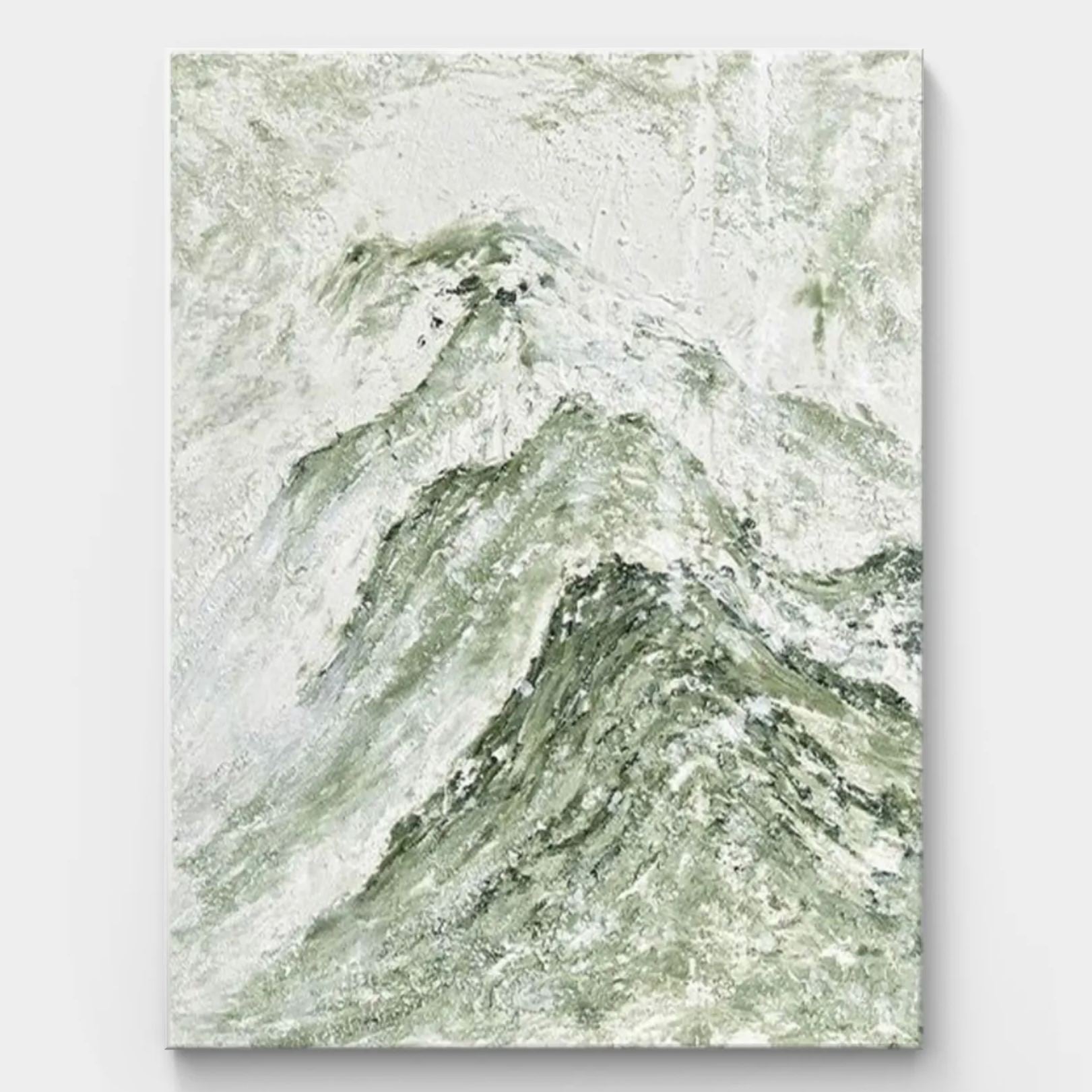 Green mountain abstract oil painting depicting the serenity and grandeur of natural landscapes, perfect for modern home decor.