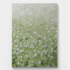 Green flower field Impressionist oil painting with textured effects, depicting the tranquility and liveliness of natural scenery, perfect for modern home decor.
