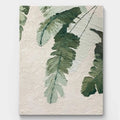 Green plant oil painting with Wabi-Sabi style, depicting the natural beauty of leaves, ideal for modern home decor.