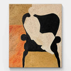 Modern Black White Abstract Figure Canvas Art with Orange