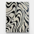 Mid-Century Modern Wave Pattern Canvas Art in Black and White