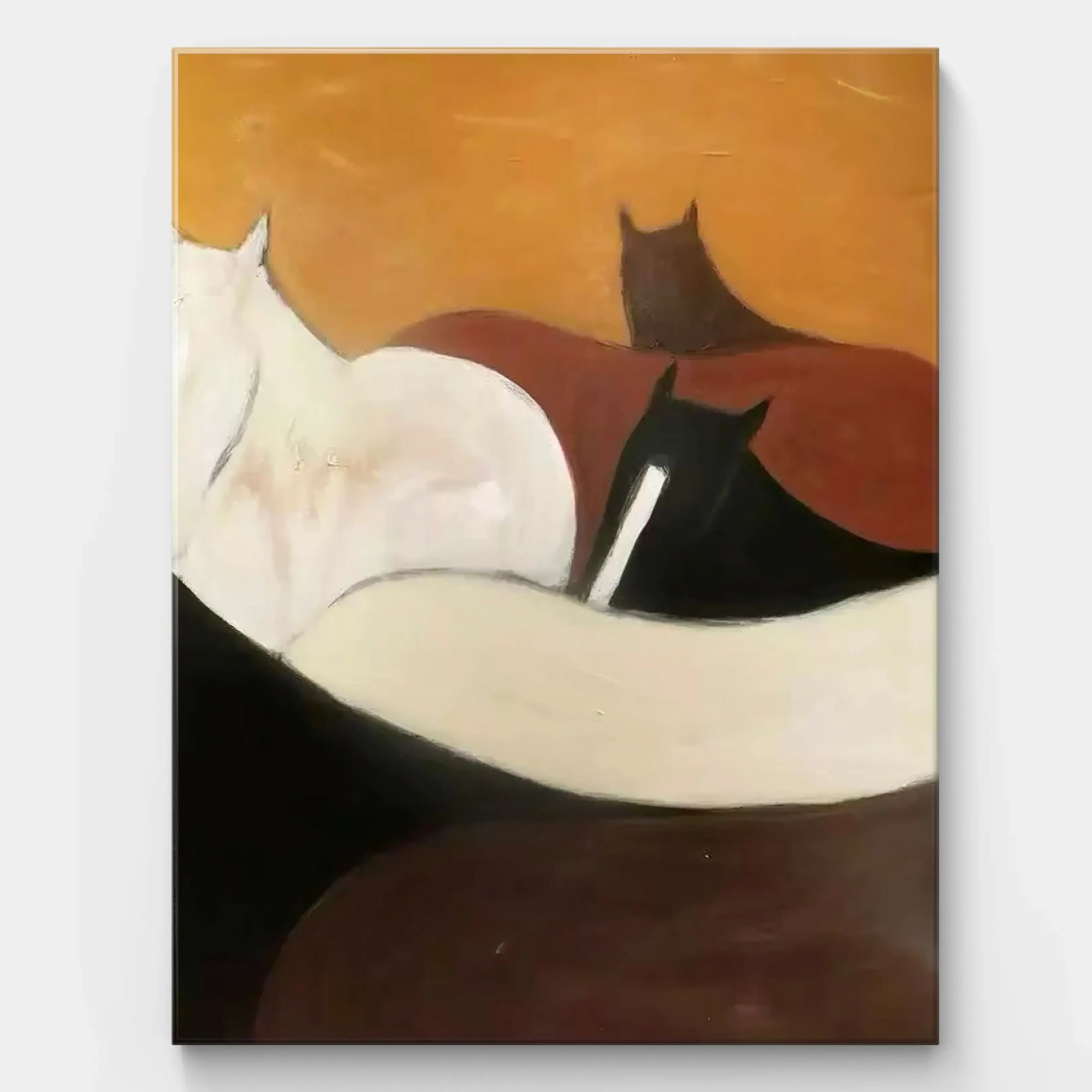 Mid-Century Modern Abstract Horse Canvas Art in Earth Tones