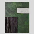 Minimalist textured wall art with green, black, and white geometric shapes on a vertical canvas, Modern Geometric Abstract Ca