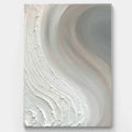 Abstract minimalist textured painting with a natural flow visual effect, combining soft grey, white, and beige tones with hea