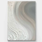 Abstract minimalist textured painting with a natural flow visual effect, combining soft grey, white, and beige tones with heavy texture, perfect for modern home decor.