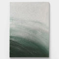 Minimalist abstract painting with gray and green tones.