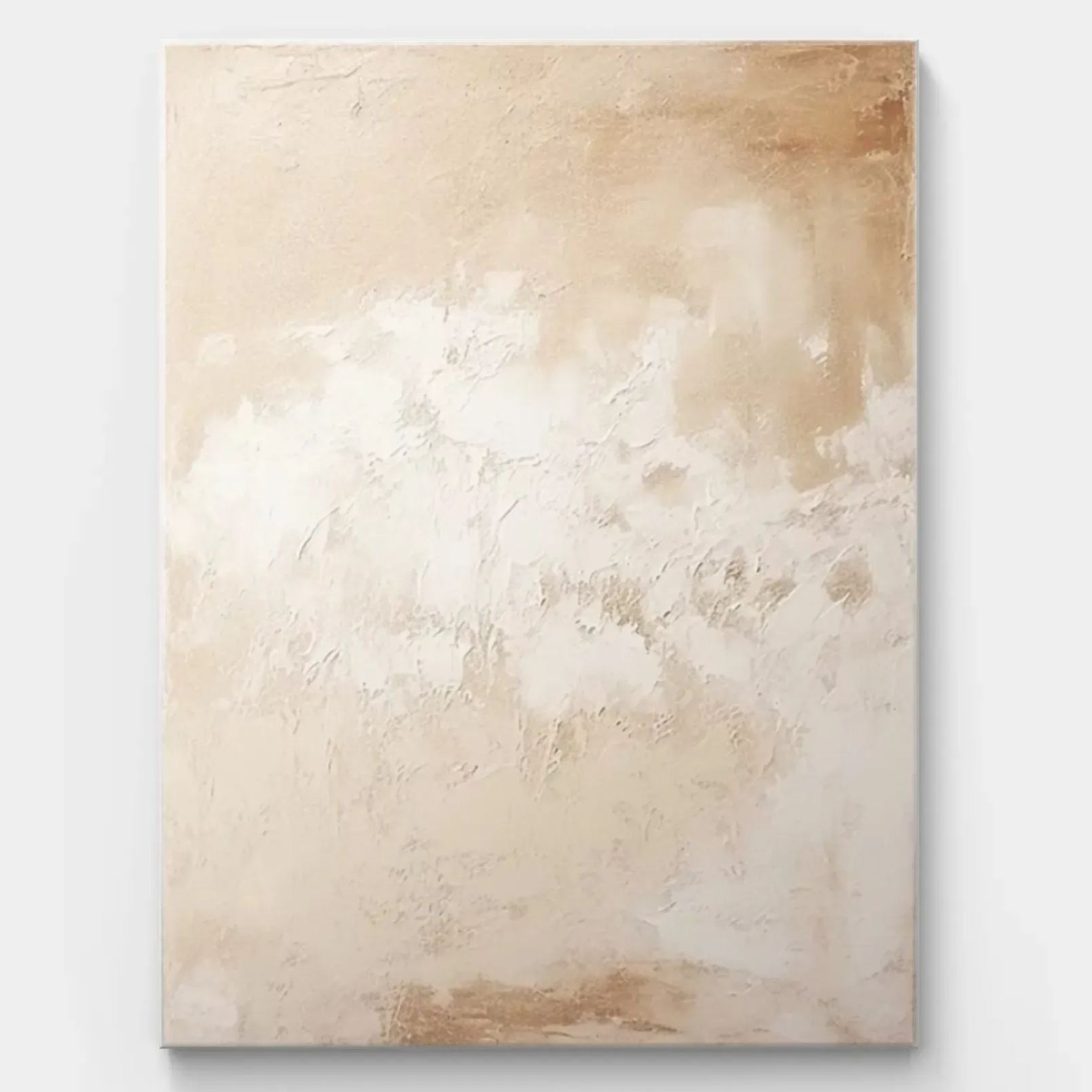 Light and airy beige abstract canvas painting with soft brushstrokes, perfect for serene home decor.