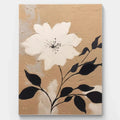 Beige Creamy Textured Floral Canvas Art - Minimalist Flower Painting	#WS003