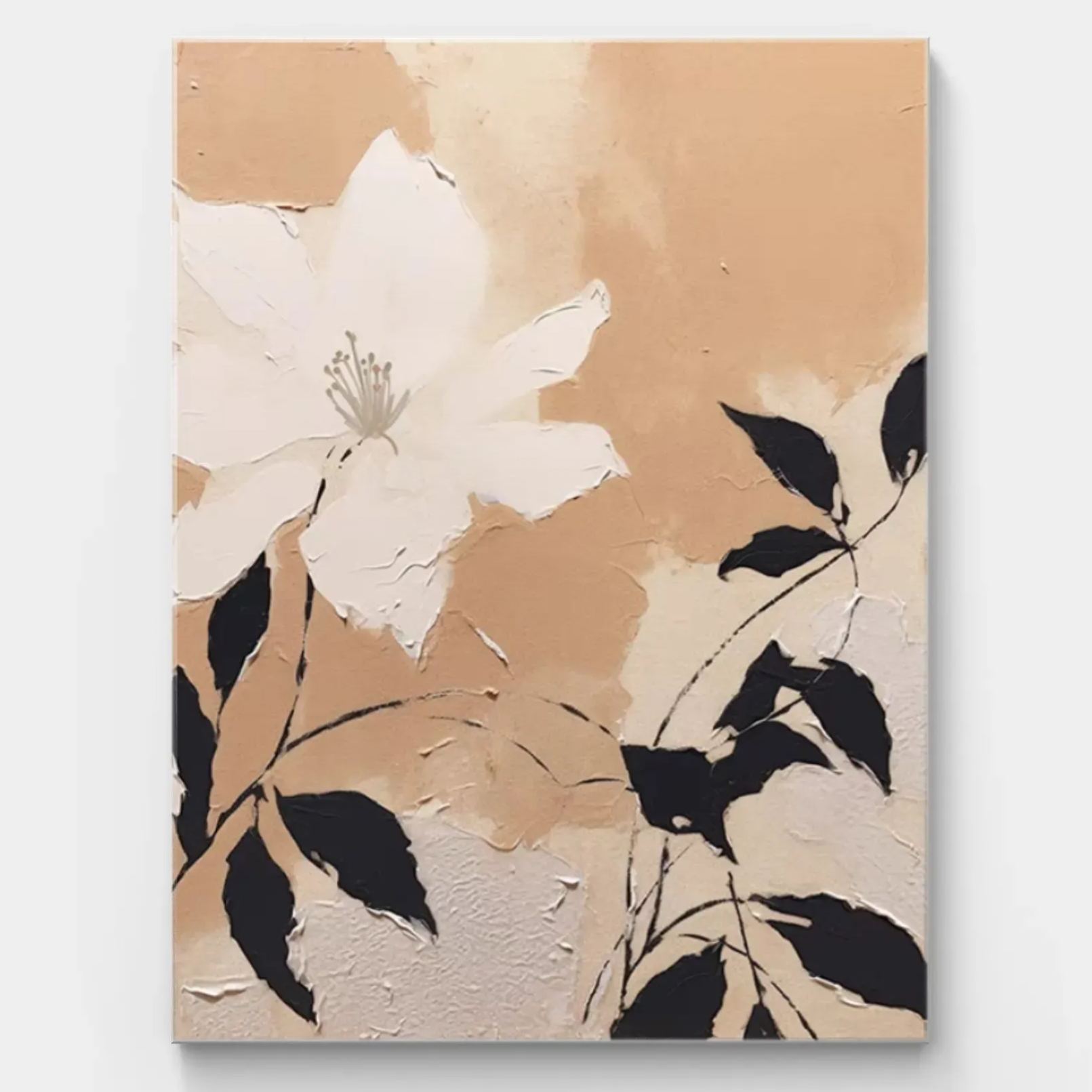 Neutral Toned Creamy Texture Floral Painting #WS002