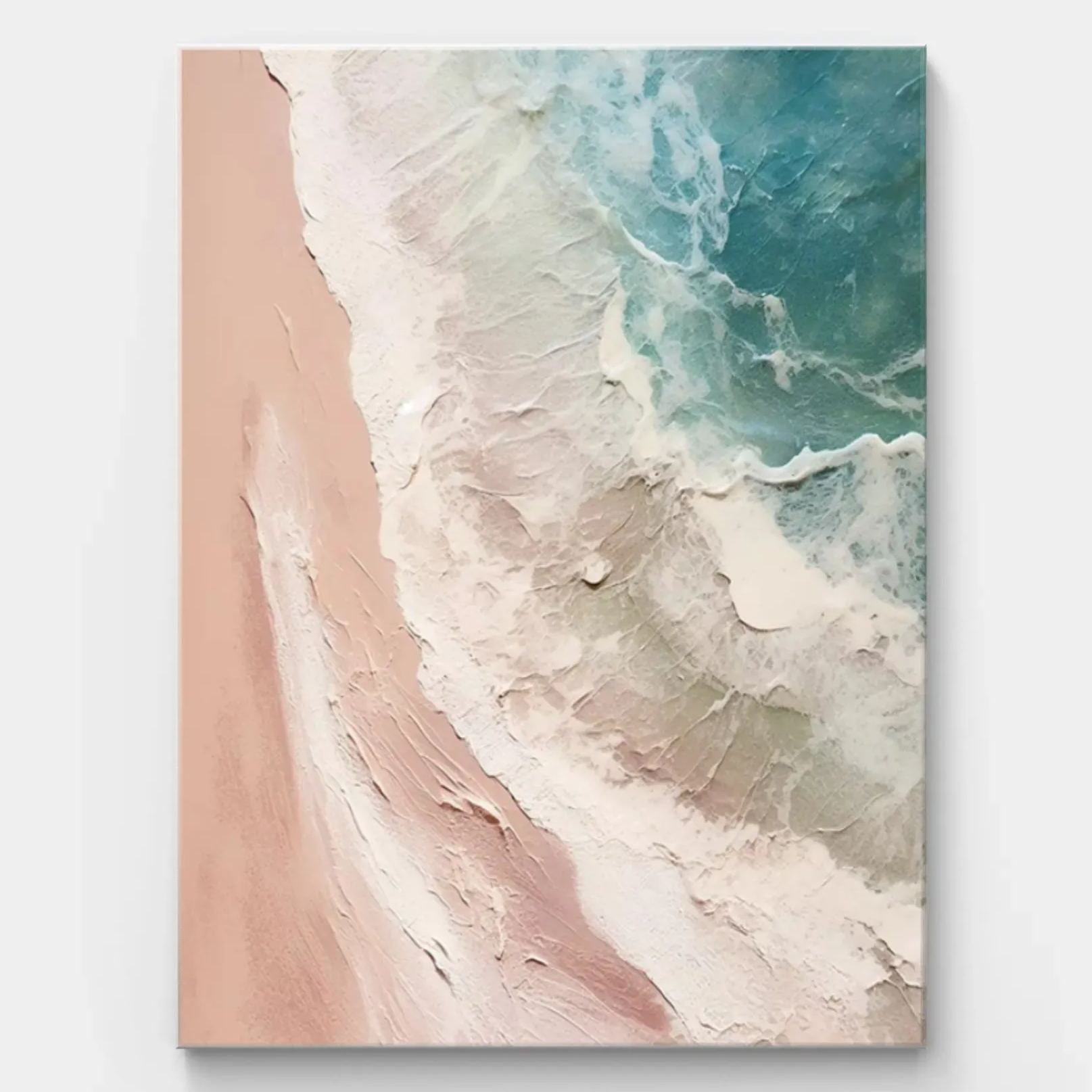 Modern Abstract Seascape with Textured Blue and Beige Tones #SEA004
