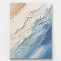 Modern abstract ocean texture painting in blue, white, and beige tones