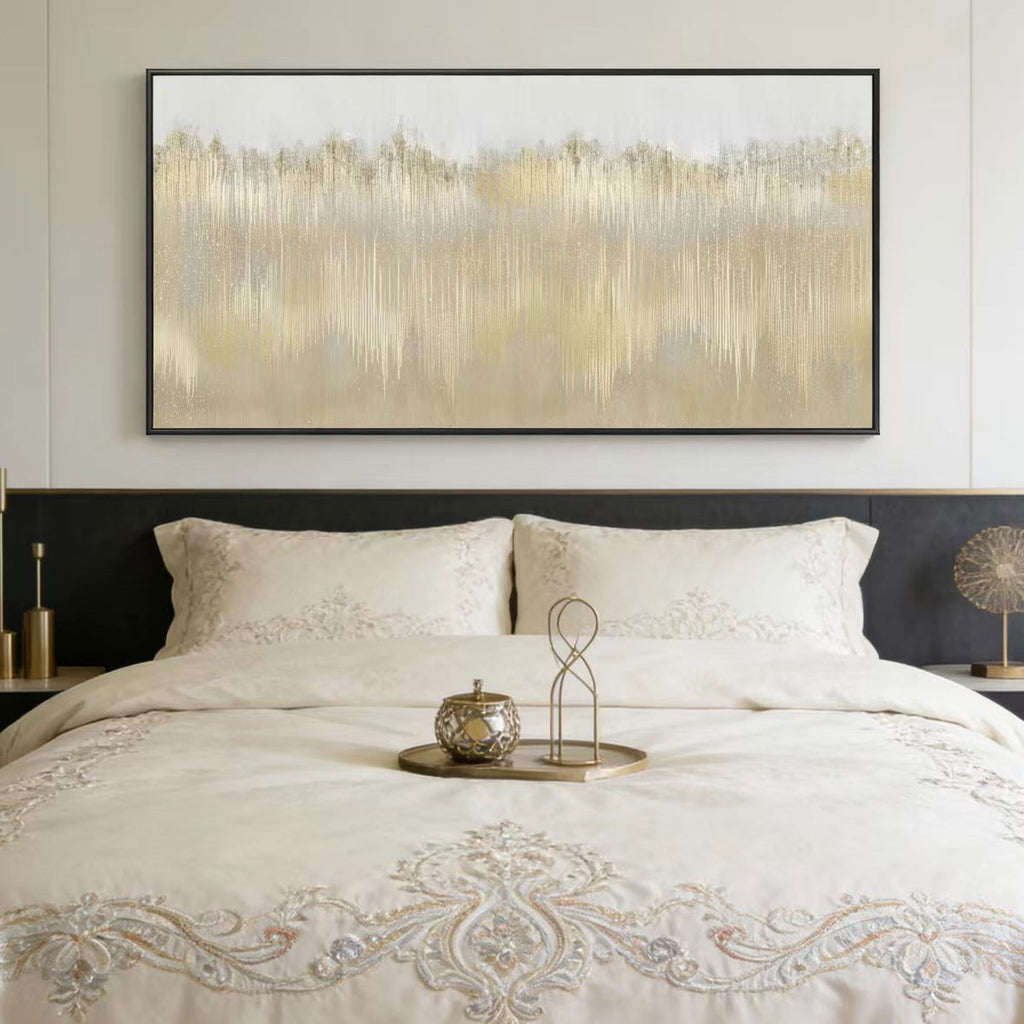 Modern Minimalist White and Beige Wall Art - Ivory Distance