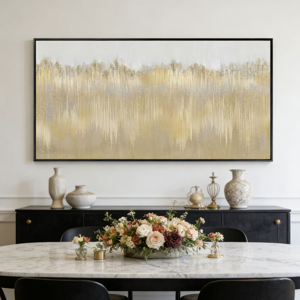 Modern Minimalist White and Beige Wall Art - Ivory Distance
