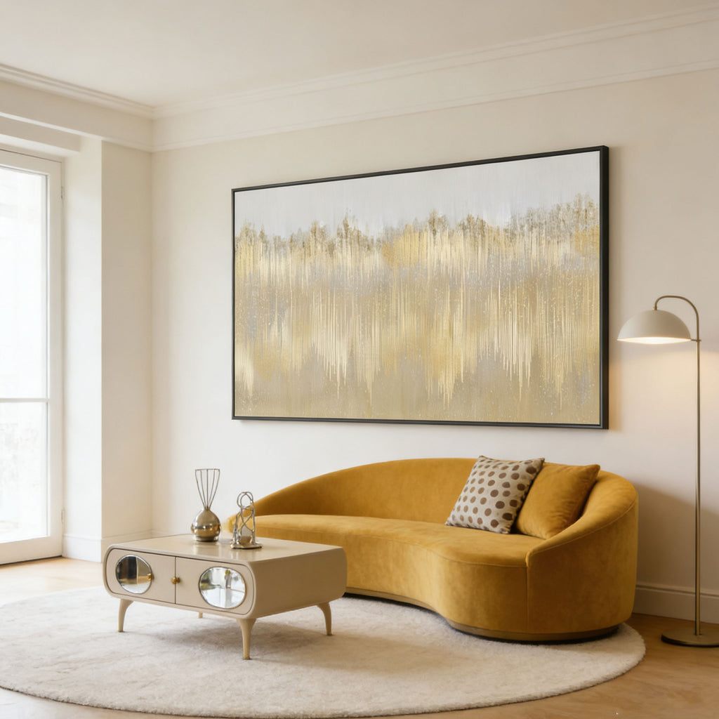 Modern Minimalist White and Beige Wall Art - Ivory Distance