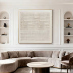3D Textured Wabi Sabi Geometric Artwork - Ivory Lattice