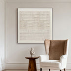 3D Textured Wabi Sabi Geometric Artwork - Ivory Lattice