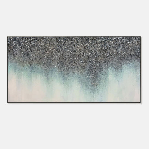 Abstract gray and blue textured canvas wall art 'Mineral Stillwater' by Lumi Gallery