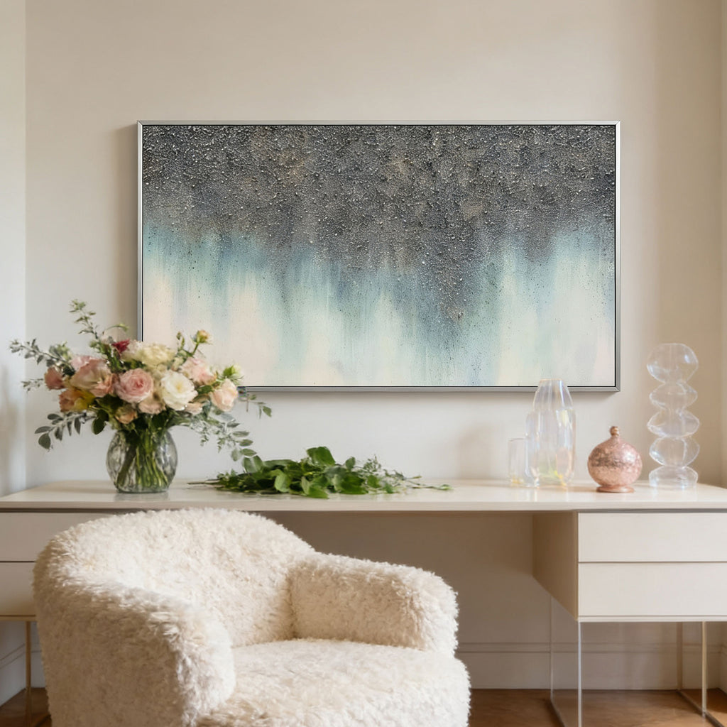 Abstract Gray and Blue Wall Art - Mineral Stillwater