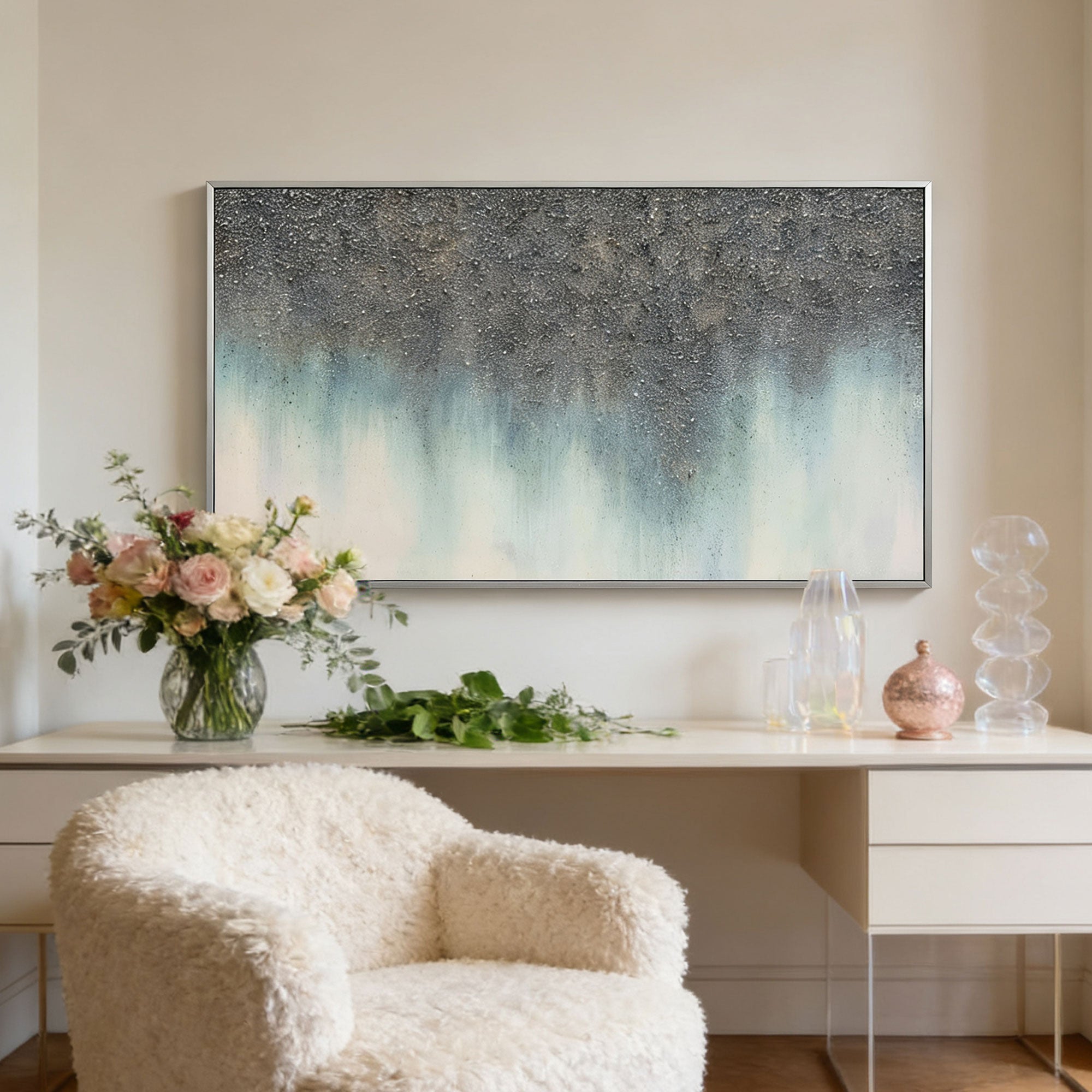 Abstract Gray and Blue Wall Art - Mineral Stillwater