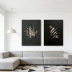 Lumi Gallery black gold abstract 3D wall art in modern living room