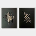 Lumi Gallery's 3D textured black and gold abstract canvas wall art Fracture & Flame set